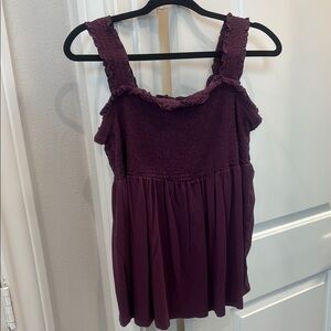Torrid Purple Ruffled Smocked Tank Top